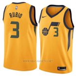 Camiseta Utah Jazz Ricky Rubio NO 3 Ciudad 2017-18 Amarillo