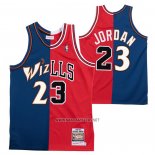 Camiseta Chicago Bulls Washington Wizards Michael Jordan NO 23 Split Azul Rojo