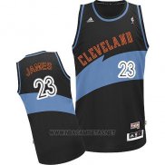 Camiseta Cleveland Cavaliers LeBron James NO 23 Retro Negro Azul