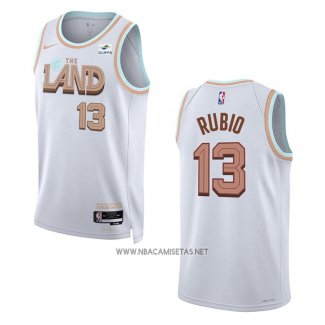 Camiseta Cleveland Cavaliers Ricky Rubio NO 13 Ciudad 2022-23 Blanco