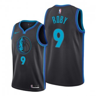 Camiseta Dallas Mavericks Isaiah Roby NO 9 Ciudad Negro