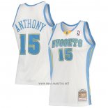 Camiseta Denver Nuggets Carmelo Anthony NO 15 Mitchell & Ness 2006-07 Blanco