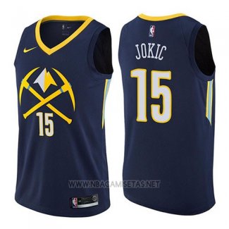 Camiseta Denver Nuggets Nikola Jokic NO 15 Ciudad 2017-18 Azul