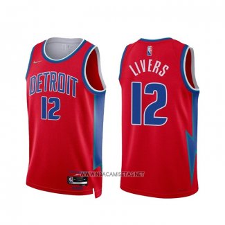 Camiseta Detroit Pistons Isaiah Livers NO 12 Ciudad 2021-22 Rojo