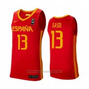 Camiseta Espana Marc Gasol NO 13 2019 FIBA Baketball World Cup Rojo