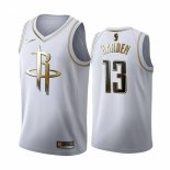 Camiseta Golden Edition Houston Rockets James Harden NO 13 2019-20 Blanco