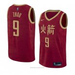 Camiseta Houston Rockets Zhou Qi NO 9 Ciudad 2018-19 Rojo