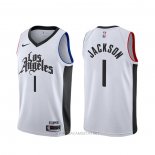 Camiseta Los Angeles Clippers Reggie Jackson NO 1 Ciudad Blanco