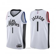 Camiseta Los Angeles Clippers Reggie Jackson NO 1 Ciudad Blanco