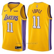 Camiseta Los Angeles Lakers Brook Lopez NO 11 2017-18 Amarillo