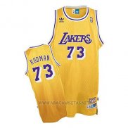 Camiseta Los Angeles Lakers Dennis Rodman NO 73 Retro Amarillo