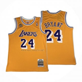 Camiseta Los Angeles Lakers Kobe Bryant NO 24 Autentico 2007-08 Amarillo