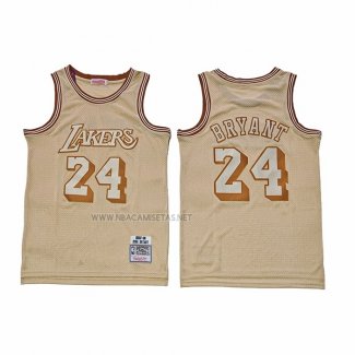 Camiseta Los Angeles Lakers Kobe Bryant NO 24 Mitchell & Ness 2007-08 Amarillo