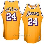 Camiseta Los Angeles Lakers Kobe Bryant NO 24 Retro Amarillo3