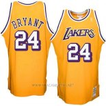 Camiseta Los Angeles Lakers Kobe Bryant NO 24 Retro Amarillo3