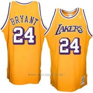 Camiseta Los Angeles Lakers Kobe Bryant NO 24 Retro Amarillo3
