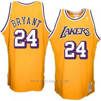 Camiseta Los Angeles Lakers Kobe Bryant NO 24 Retro Amarillo3