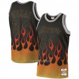 Camiseta Los Angeles Lakers Shaquille O'neal Flames NO 34 Negro