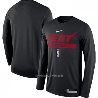 Camiseta Manga Larga Miami Heat Practice Performance 2022-23 Negro