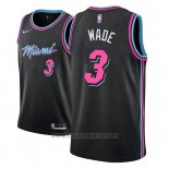 Camiseta Miami Heat Dwyane Wade NO 3 Ciudad 2018-19 Negro