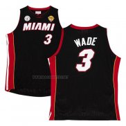 Camiseta Miami Heat Dwyane Wade NO 3 Mitchell & Ness 2012-13 Autentico Negro