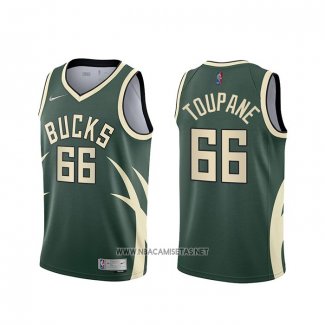 Camiseta Milwaukee Bucks Axel Toupane NO 66 Earned 2020-21 Verde
