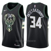 Camiseta Milwaukee Bucks Giannis Antetokounmpo NO 34 2017-18 Negro