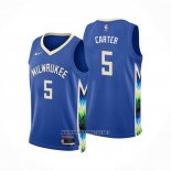 Camiseta Milwaukee Bucks Jevon Carter NO 5 Ciudad 2022-23 Azul