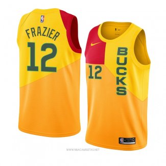 Camiseta Milwaukee Bucks Tim Frazier NO 12 Ciudad 2018-19 Amarillo