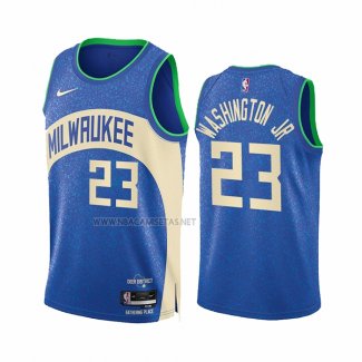 Camiseta Milwaukee Bucks Tyty Washington JR. NO 23 Ciudad 2023-24 Azul