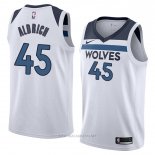 Camiseta Minnesota Timberwolves Cole Aldrich NO 45 Association 2018 Blanco