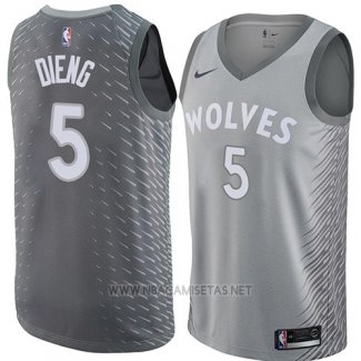 Camiseta Minnesota Timberwolves Gorgui Dieng NO 5 Ciudad 2018 Gris