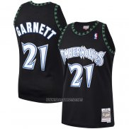 Camiseta Minnesota Timberwolves Kevin Garnett NO 21 Hardwood Classics Throwback Negro