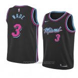 Camiseta Nino Miami Heat Dwyane Wade NO 3 Ciudad 2018 19 Negro