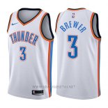 Camiseta Oklahoma City Thunder Corey Brewer NO 3 Association 2017-18 Blanco