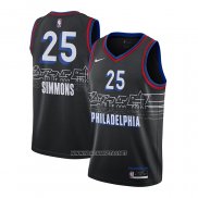 Camiseta Philadelphia 76ers Ben Simmons NO 25 Ciudad 2020-21 Negro