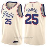 Camiseta Philadelphia 76ers Ben Simmons NO 25 Ciudad Crema