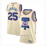 Camiseta Philadelphia 76ers Ben Simmons NO 25 Earned 2020-21 Crema
