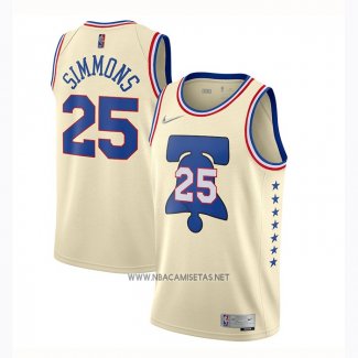 Camiseta Philadelphia 76ers Ben Simmons NO 25 Earned 2020-21 Crema