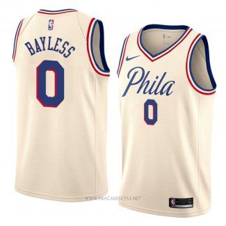 Camiseta Philadelphia 76ers Jerryd Bayless NO 0 Ciudad 2018 Crema