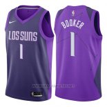 Camiseta Phoenix Suns Devin Booker NO 1 Ciudad 2017-18 Violeta