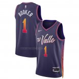 Camiseta Phoenix Suns Devin Booker NO 1 Ciudad 2023-24 Violeta