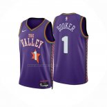Camiseta Phoenix Suns Devin Booker NO 1 Ciudad 2024-25 Violeta