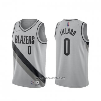 Camiseta Portland Trail Blazers Damian Lillard NO 0 Earned 2020-21 Gris