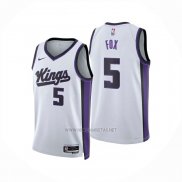 Camiseta Sacramento Kings DeAaron Fox NO 5 Association 2024-25 Blanco