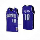 Camiseta Sacramento Kings Mike Bibby NO 10 Mitchell & Ness 2002-03 Violeta