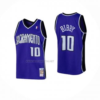 Camiseta Sacramento Kings Mike Bibby NO 10 Mitchell & Ness 2002-03 Violeta