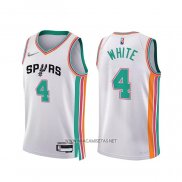 Camiseta San Antonio Spurs Derrick White NO 4 Ciudad 2021-22 Blanco