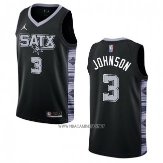 Camiseta San Antonio Spurs Keldon Johnson NO 3 Statement 2022-23 Negro