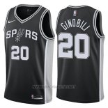Camiseta San Antonio Spurs Manu Ginobili NO 20 Icon 2017-18 Negro